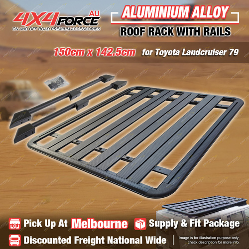 150x142.5cm Al-Alloy Roof Rack Platform with Rails for Toyota Landcruiser 79 MEL