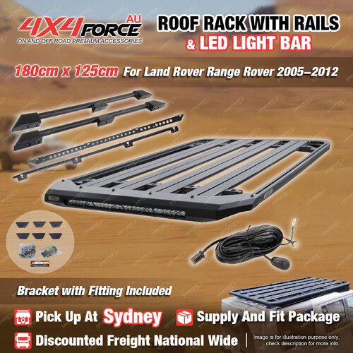 180x125 Roof Rack Flat Platform with Light Bar & Rails for Range Rover 05-12 SYD