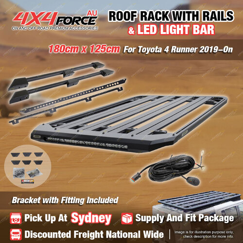 180x125 Roof Rack Platform with Light Bar & Rails for Toyota 4 Runner 19-On SYD