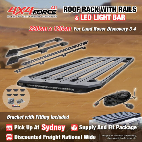 220x125 Roof Rack Platform & Light Bar & Rails for Land Rover Discovery 3 4 SYD