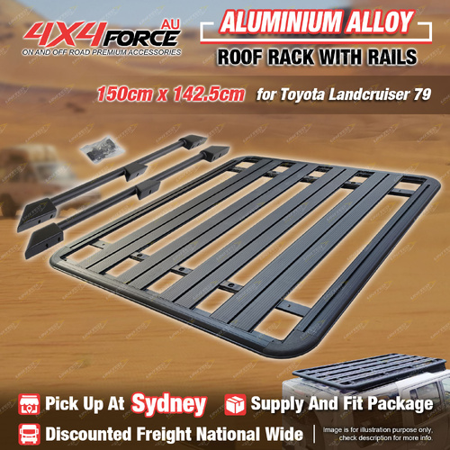 150x142.5cm Al-Alloy Roof Rack Platform with Rails for Toyota Landcruiser 79 SYD