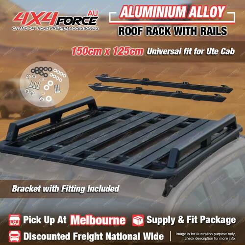 150x125cm Al-Alloy Roof Rack Flat Platform With Rails for Universal Dual Cab MEL