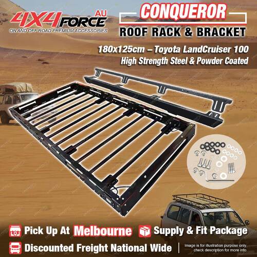 Conqueror Steel Roof Rack 180x125cm Bracket for Toyota LandCruiser 100 MEL Stock