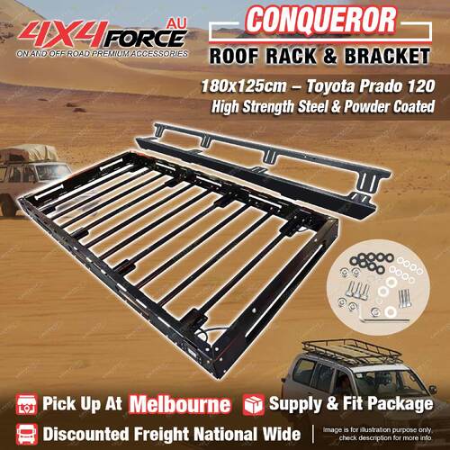 Conqueror Roof Rack 180x125cm Bracket for Toyota LandCruiser Prado 120 MEL Stock