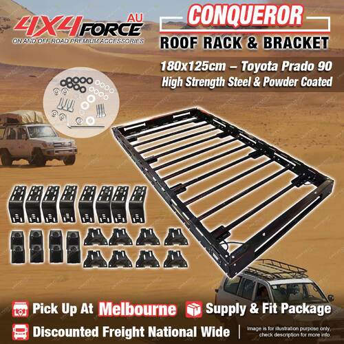 Conqueror Steel Roof Rack 180x125cm for Toyota LandCruiser Prado 90 MEL Stock