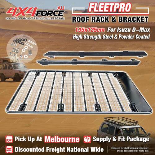 Fleetpro Steel Flat Roof Rack 135x125cm Bracket for Isuzu D-Max Dual Cab MEL