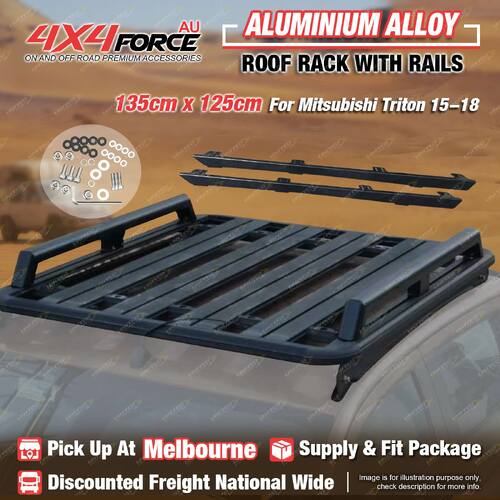 135x125cm Al-Alloy Roof Rack Flat Platform & Rails for Mitsubishi Triton MQ MEL