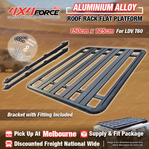 150x125cm Al-Alloy Heavy Duty Roof Rack Flat Platform for LDV T60 Dual Cab MEL