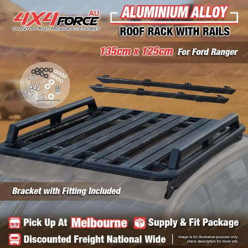 135x125cm Aluminium Alloy HD Roof Rack Flat Platform & Rails for Ford Ranger MEL