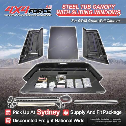 Steel Tub Canopy with Sliding Windows for GWM Great Wall Cannon SYD Stock