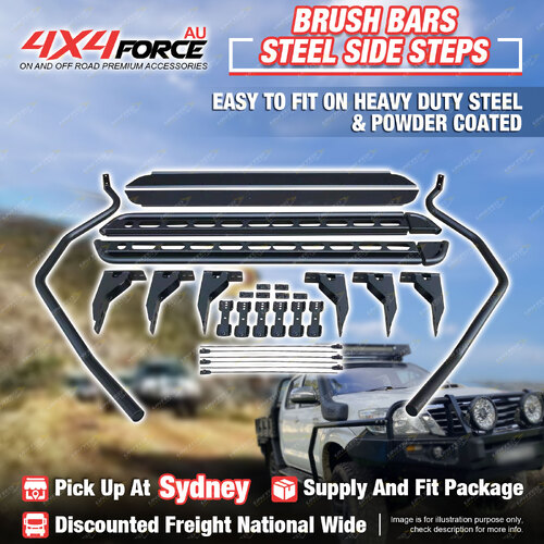 Side Steps Brush Rail Bars Rock Slider for Toyota Hilux KUN26 Dual Cab SYD Stock