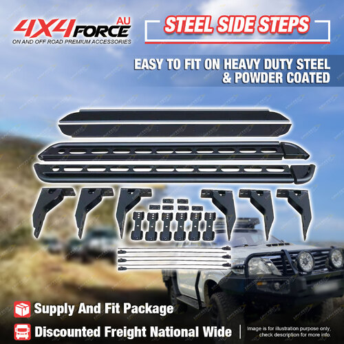 4X4FORCE Steel Side Steps Rock Sliders for Toyota Landcruiser 79 Series Dual Cab