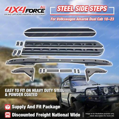 4X4FORCE Steel Side Steps & Rock Sliders for Volkswagen Amarok Dual Cab 10-23