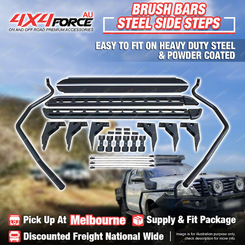 Side Steps Brush Rail Bars Rock Slider for Toyota Hilux KUN26 Dual Cab MEL Stock