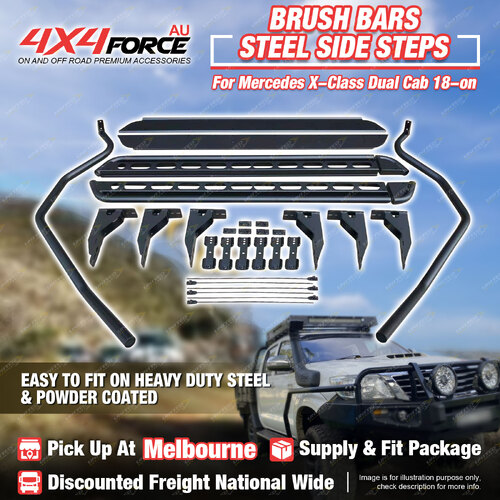 Side Steps Brush Rail Bars Rock Sliders for MERCEDES X-Class Dual Cab MEL Stock