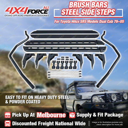 Side Steps Brush Rail Bars Rock Sliders for Toyota Hilux 05-on Dual Cab MEL