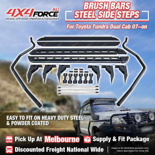 Side Steps Brush Rail Bars Rock Sliders for Toyota Tundra Dual Cab MEL Stock