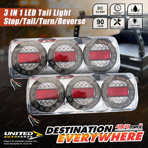 4X4FORCE 12V-30V 90 LED Tail Lights 3 LED Combination Stop Indicator Truck Ute