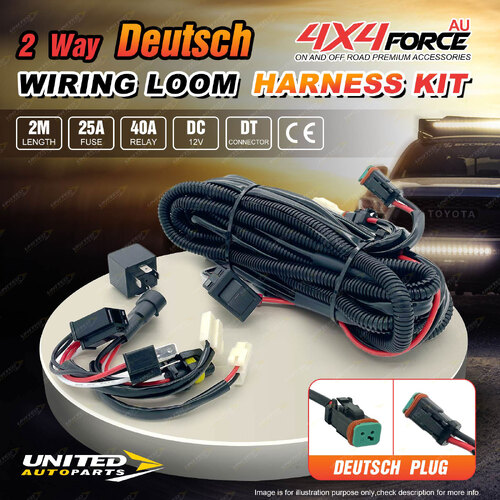 DT LED Driving Light Wiring Loom Harness Kit 2-Way Switch Relay 40A Fuse 25A