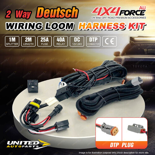 DTP LED Driving Light Wiring Loom Harness Kit W/ 2-Way Splitter Switch Relay Fuse