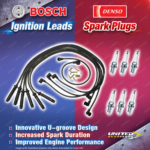 Bosch Ignition Leads + 6 x Denso Iridium Power Plugs for BMW 320i 323i E21 E30