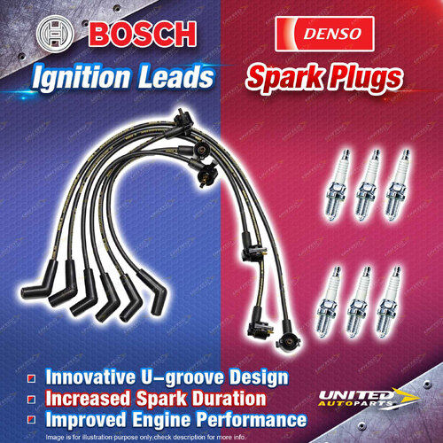 Bosch Leads + 6 x Denso Iridium Power Plugs for Ford Explorer UN UP UQ US OHV