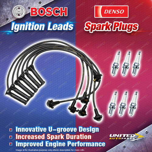 Bosch Leads + 6 x Denso Iridium Power Spark Plugs for Ford Explorer UT UX UZ 4.0