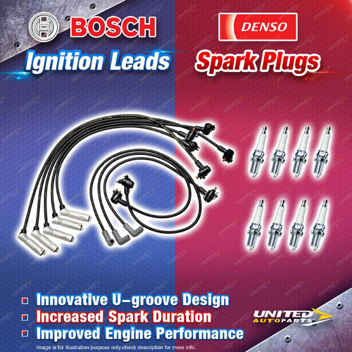 Bosch Ignition Leads + 8 x Denso Iridium Power Spark Plugs for Ford Fairlane AU