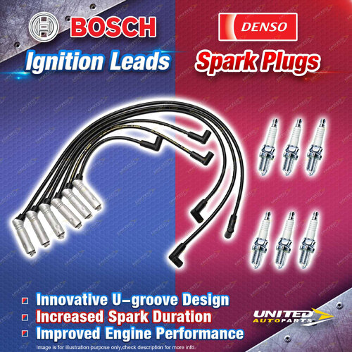 Bosch Super Leads + 6x Denso Power Plugs for Holden Calais Commodore VS VT VX VY