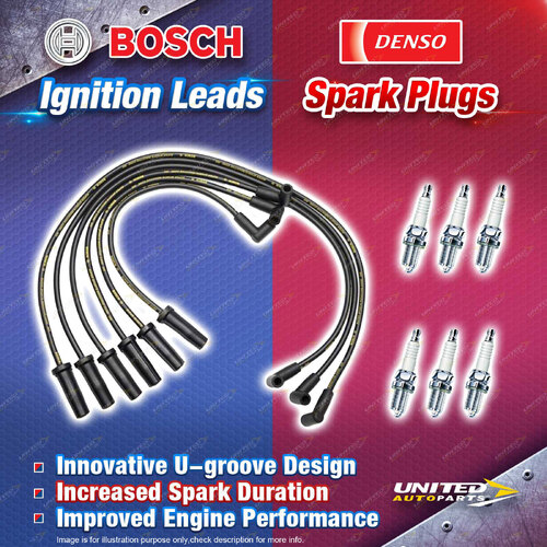 Bosch Leads + 6 x Denso Iridium Power Spark Plugs for Holden Calais Statesman VR