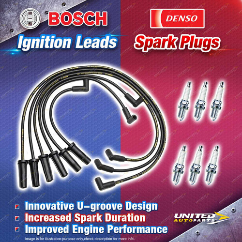 Bosch Super Leads + 6 Denso Iridium Spark Plug for Holden Calais Commodore VS VT