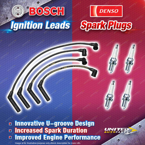 Bosch Leads+4 Denso Iridium Power Spark Plugs for Hyundai Excel X3 Getz TB 564mm