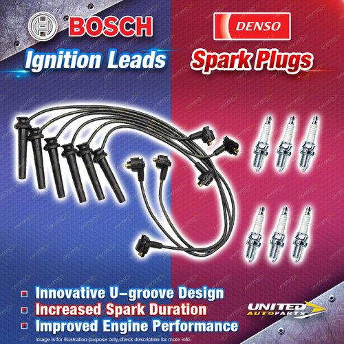 Bosch Ignition Leads + 6 x Denso Iridium Power Spark Plugs for Mazda MPV LW LW5W