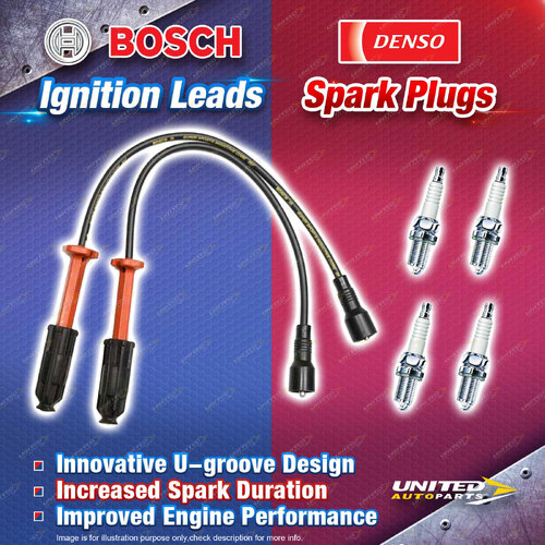 Bosch Leads + 4 x Denso Iridium Power Spark Plugs for Mercedes Benz Vito 113 638