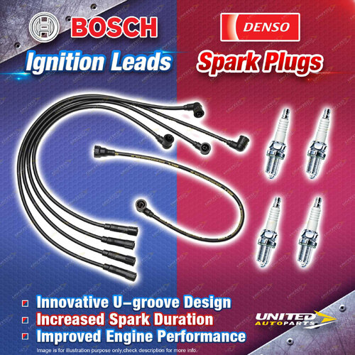 Bosch Ignition Leads + 4x Denso Iridium Power Spark Plugs for Mitsubishi L300 SC