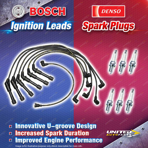 Bosch Ignition Leads +6 Denso Iridium TT Spark Plugs for Nissan Patrol GQ WSGY60