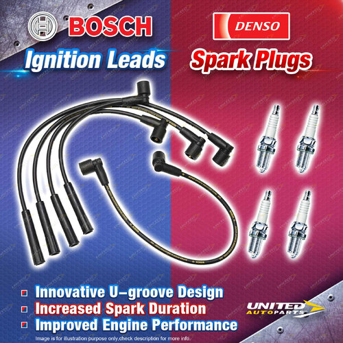 Bosch Ignition Leads + 4 x Denso Iridium Power Spark Plugs for Seat Cordoba 6K