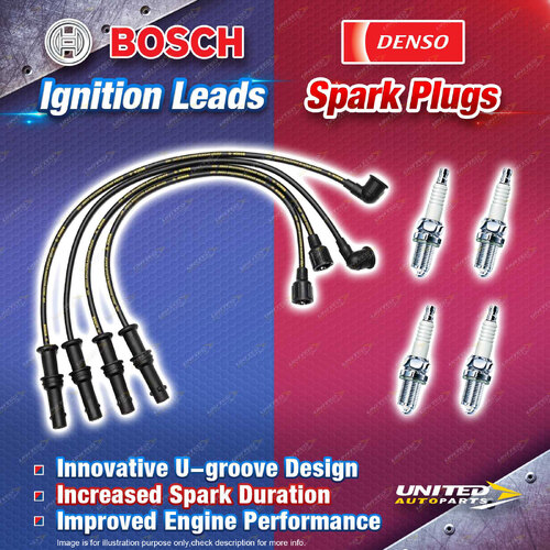 Bosch Ignition Leads +4 Denso Iridium Power Spark Plugs for Subaru Impreza GC GF