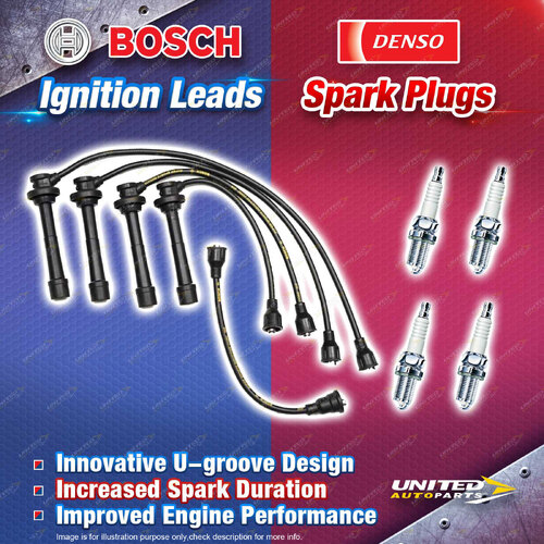 Bosch Ignition Leads + 4 x Denso Spark Plugs for Suzuki Vitara SE416 TA02C TD01V