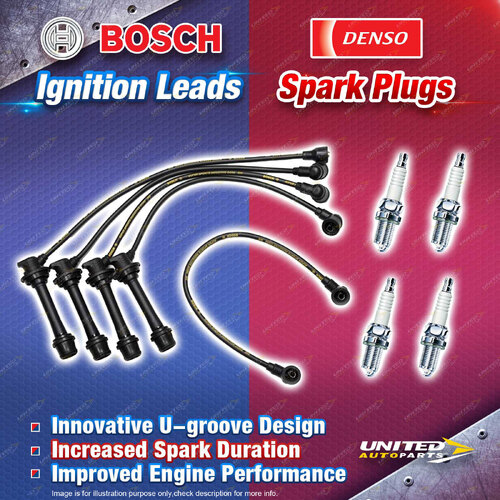 Bosch Leads + 4 Denso Iridium Power Spark Plugs for Toyota Corolla AE82 MR2 AW11