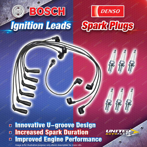 Bosch Leads + 6 x Denso Iridium Power Spark Plugs for Toyota 4 Runner VZN130 3.0