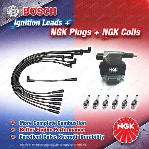 NGK Spark Plugs Coil + Bosch Leads Kit for Ford Fairlane NA NC LTD DA DC 6Cyl