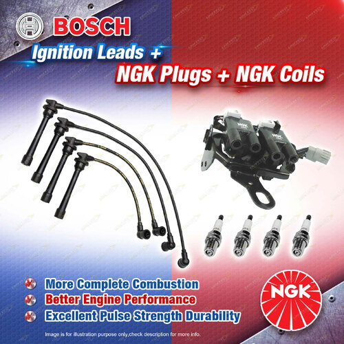 NGK Spark Plugs Coil + Bosch Leads Kit for Hyundai i30 i30cw FD G4GC 2.0L 4Cyl