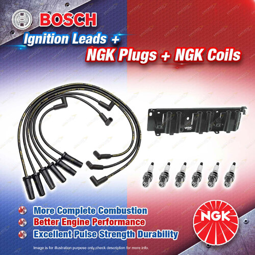 NGK Spark Plugs Coil + Bosch Leads Kit for Kia Carnival KV11 K5 2.5L V6 24V