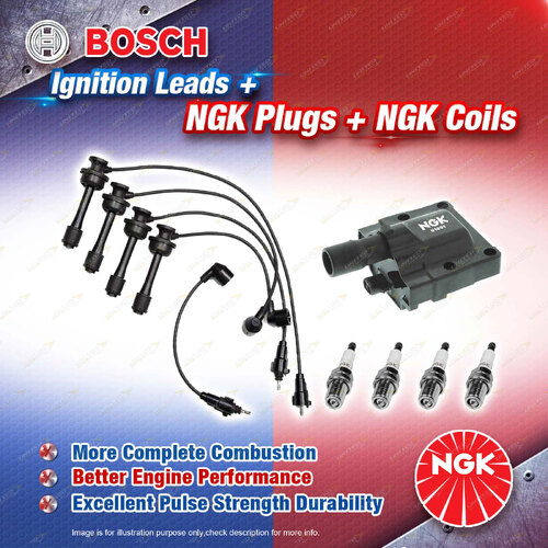 NGK Spark Plugs Coil + Bosch Leads Kit for Toyota MR2 SW20R 3SGE 2.0L 93 - 94