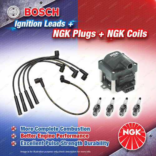 NGK Spark Plugs Coil + Bosch Leads Kit for Volkswagen Golf Mk3 ADZ AGG Vento ADY