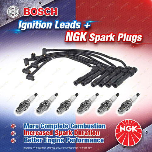 6 x NGK Spark Plugs + Bosch Ignition Leads Kit for Audi A4 B6 8E 8H 2002 - 2005