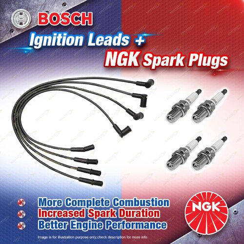 4 x NGK Spark Plugs + Bosch Ignition Leads Kit for Ford KA TA TB BXXWP 1.3L BL13