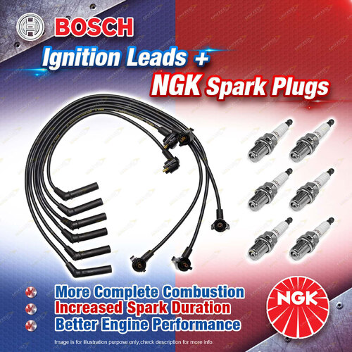 6 x NGK Spark Plugs + Bosch Ignition Leads for Ford Explorer UN UP UQ US 1014mm