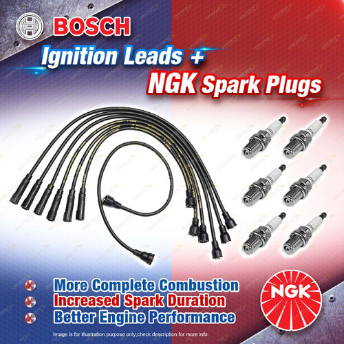 6 x NGK Spark Plugs + Bosch Ignition Leads Kit for Ford Capri MK1 MK2 GT3000